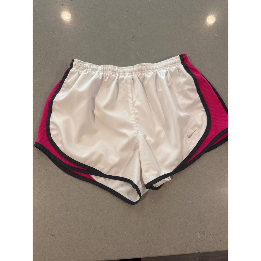 Nike Dri FIT Running Shorts‎ Womens Medium White Pink Black Athletic Gym